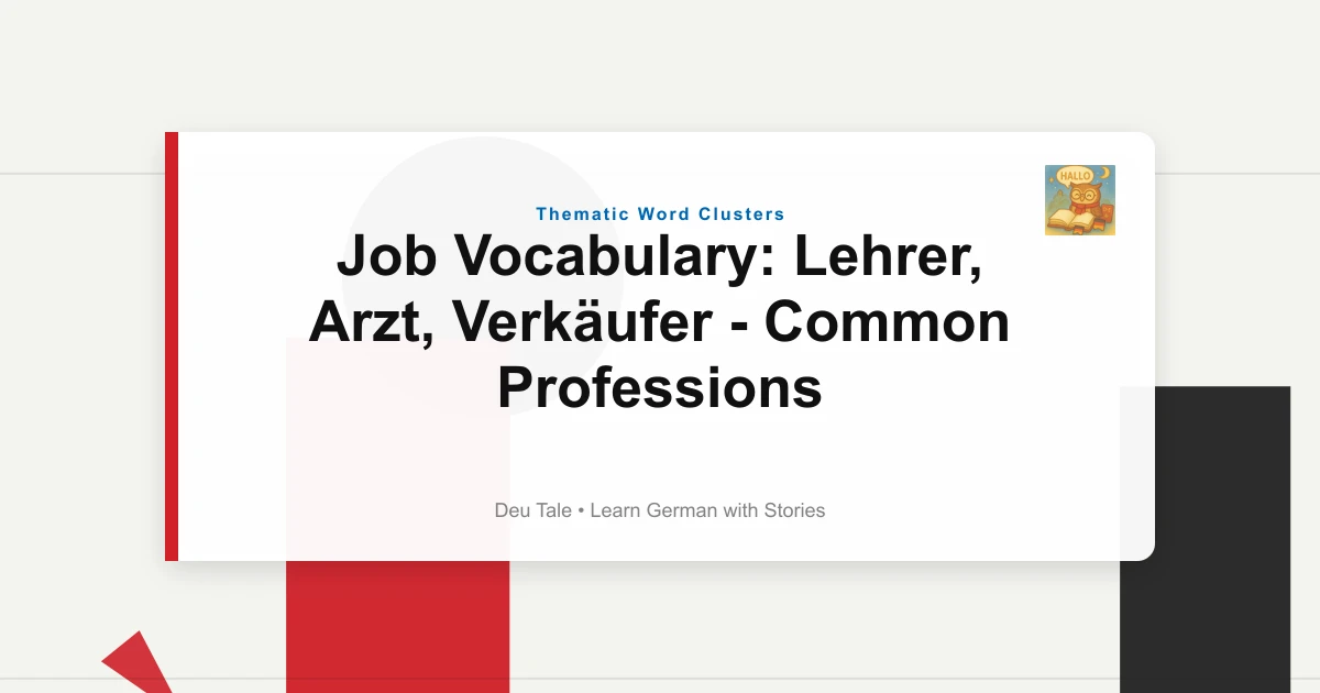 Job Vocabulary: Lehrer, Arzt, Verkäufer - Common Professions