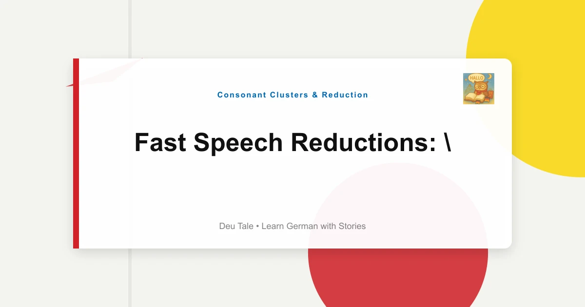 Fast Speech Reductions: "Hast du" to "Has'du"