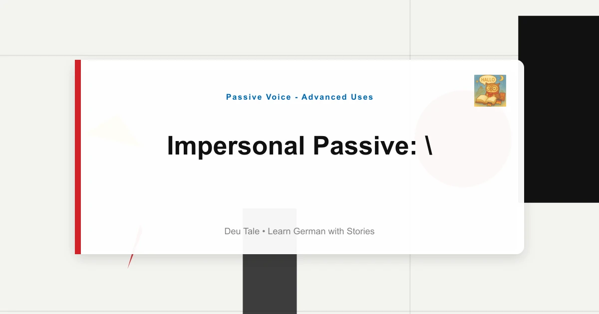 Impersonal Passive: "Es Wird Getanzt" Examples