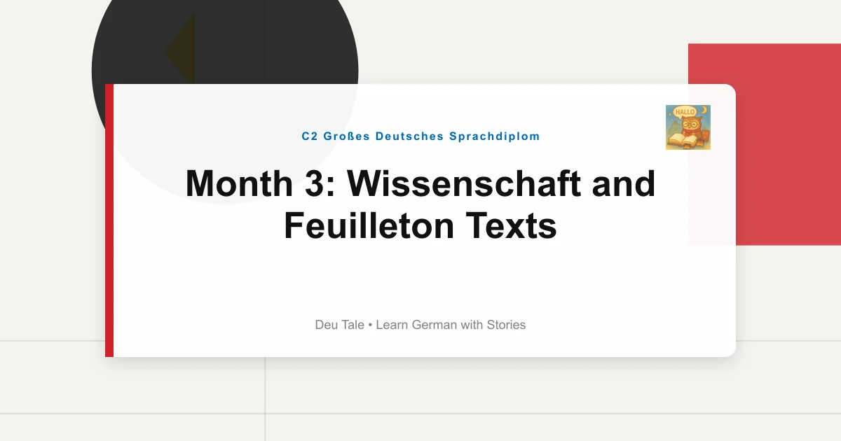 Month 3: Wissenschaft and Feuilleton Texts