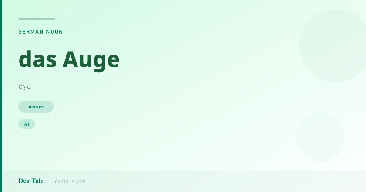 das Auge — German neuter noun meaning eye (A1)