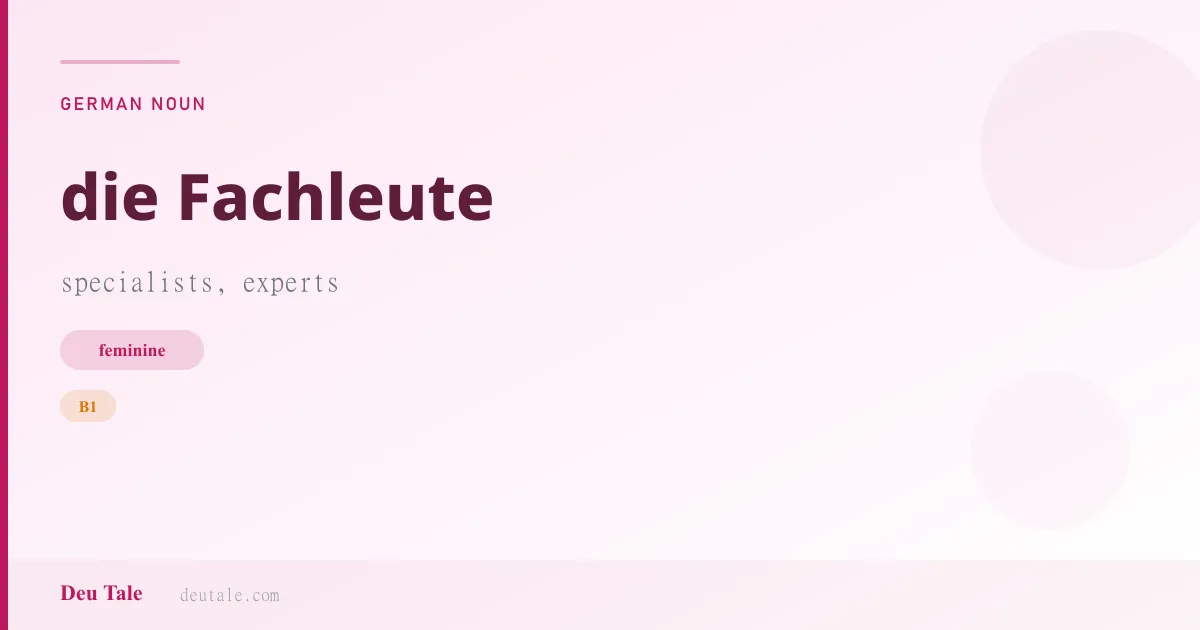 die Fachleute — German feminine noun meaning specialists, experts (B1)