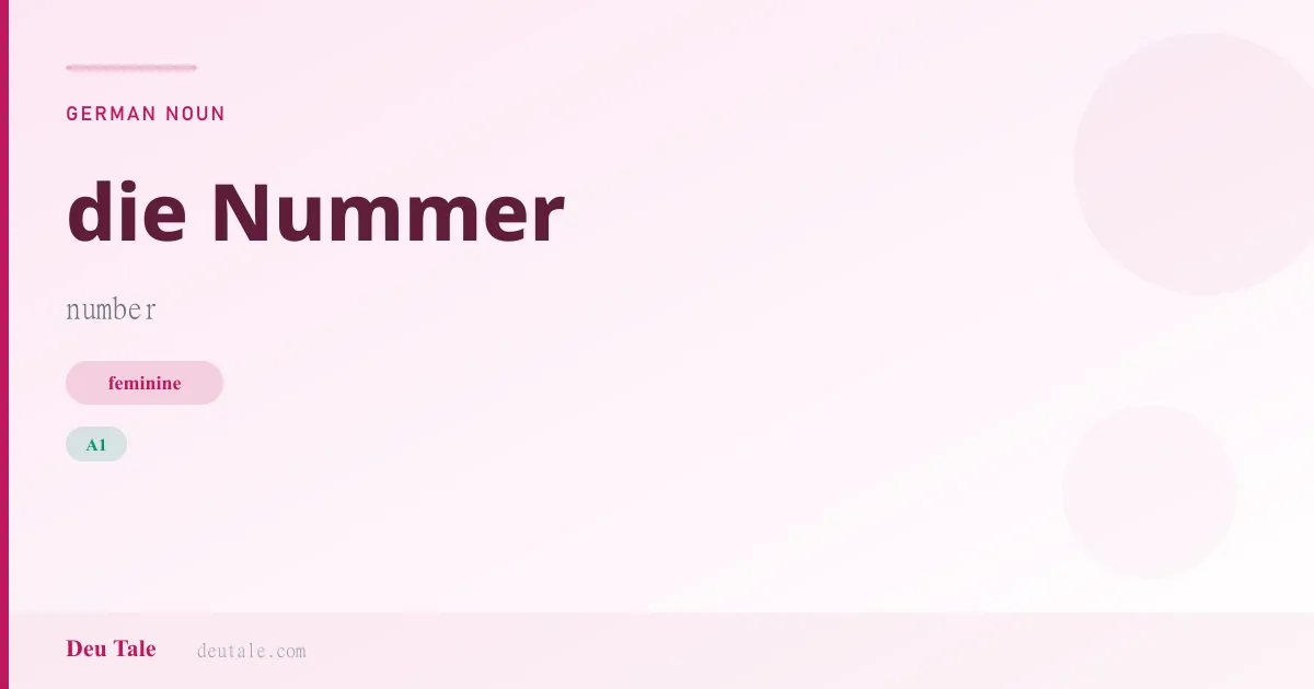die Nummer — German feminine noun meaning number (A1)