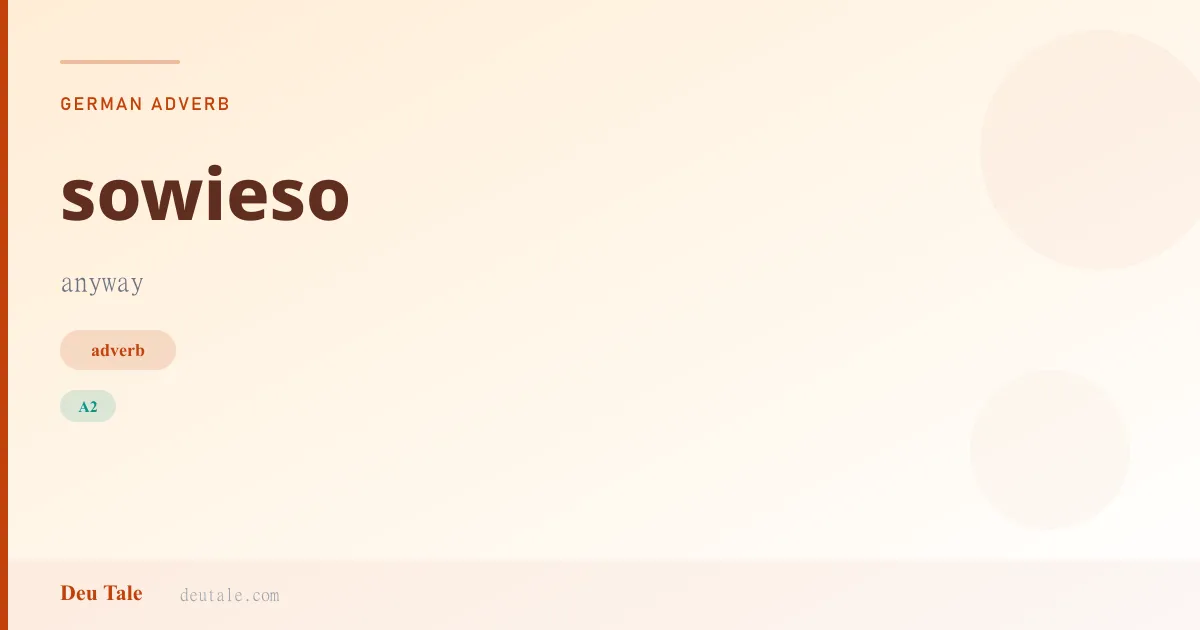 sowieso — German adverb meaning anyway (A2)