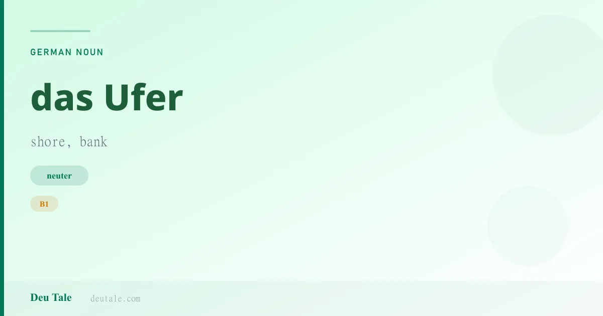 das Ufer — German neuter noun meaning shore, bank (B1)