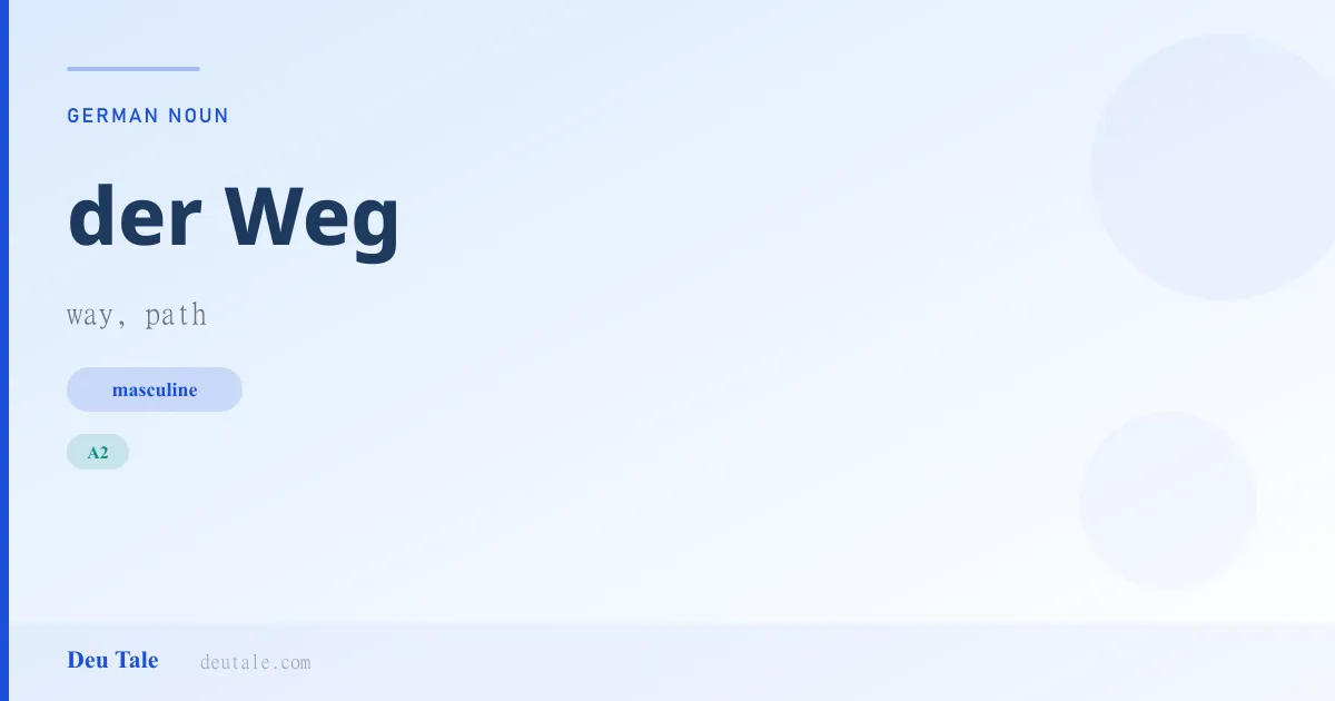 der Weg — German masculine noun meaning way, path (A2)