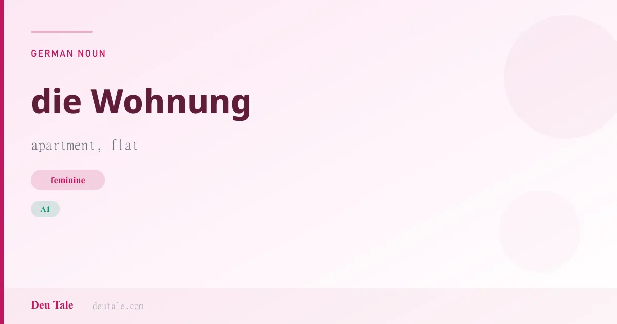 die Wohnung — German feminine noun meaning apartment, flat (A1)